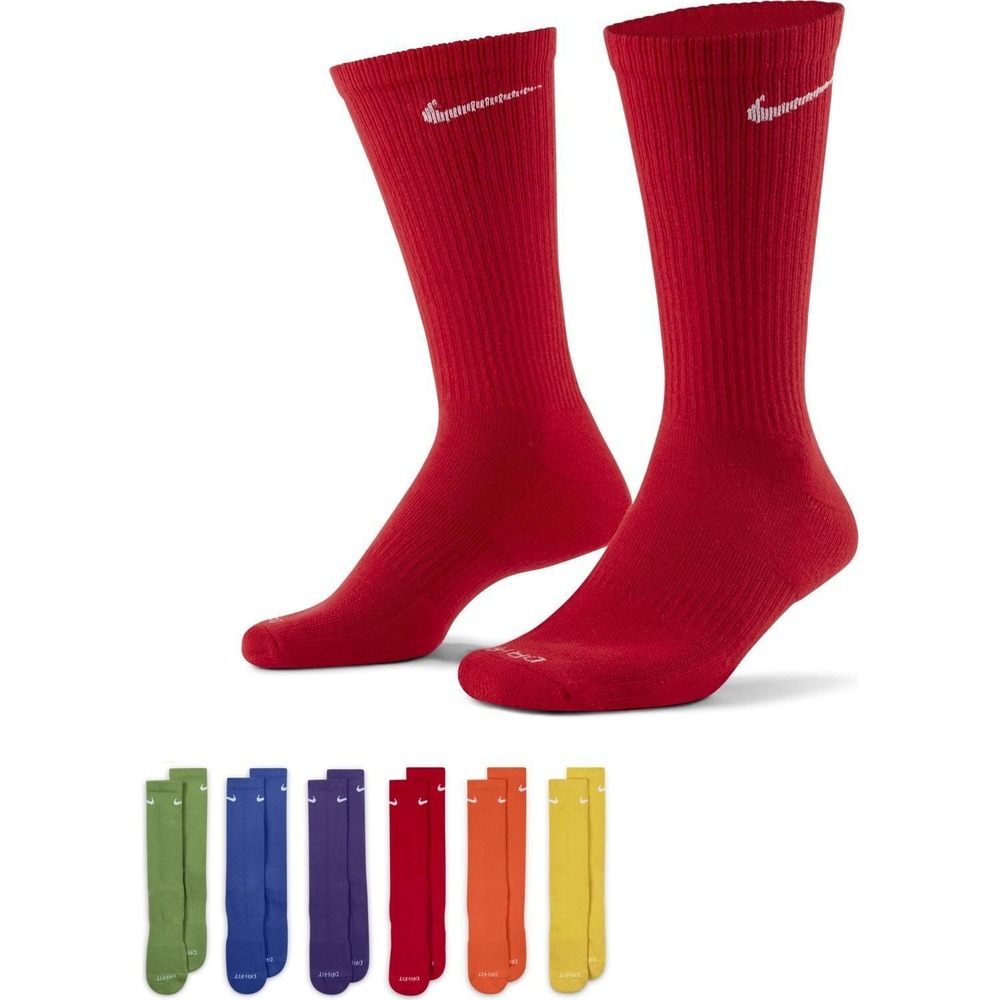 Nike Mens Everyday Plus Multicolor Size L 6-Pair Cushioned Crew Socks NWT